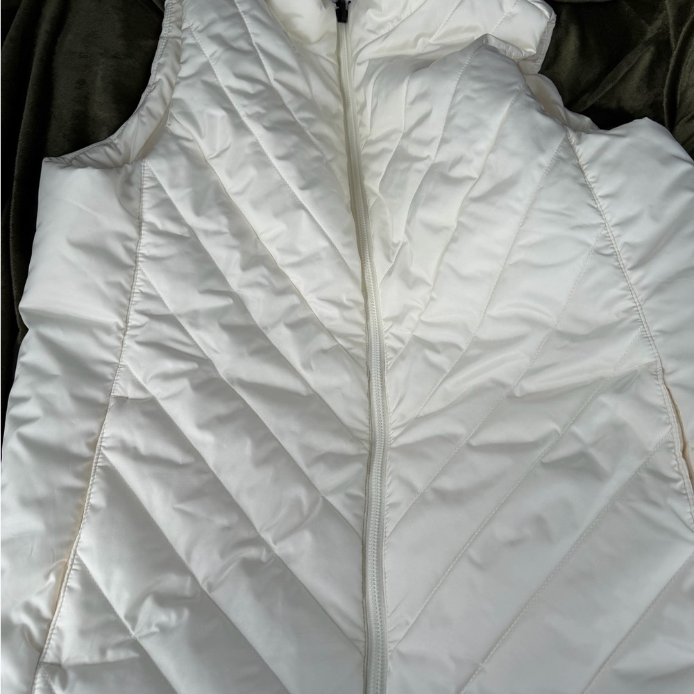 Lands' End Women's White Quilted Chevron Vest